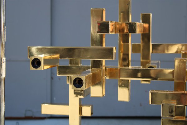 Chandeliers in Solid Brass Gaetano Prehose Minimal and Rational Design from Sciolari, 1970s, Set of 2-EH-1150930