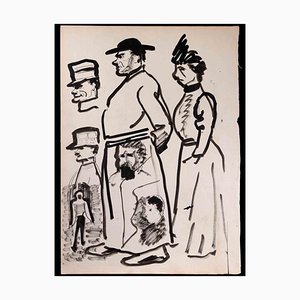 Characters, Drawing in Black Marker, Early 20th-Century-ZCI-1353524