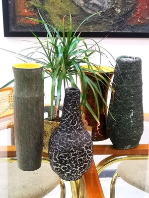 Charcoal Ceramic Table Vase with Cracked Pattern, 1970s-UWE-1268441