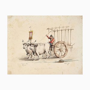 Chariot - Original Ink and Watercolor - 19th Century 19th Century-ZCI-758674