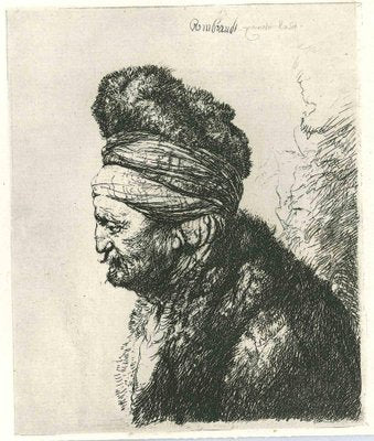 Charles Amand Durand after Rembrandt, Head of a Man with Turban, Engraving, 19th Century-ZCI-1788595