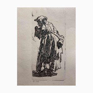 Charles Amand Durand after Rembrandt, Old Beggar Woman with a Gourd, Engraving, 19th Century-ZCI-2029149