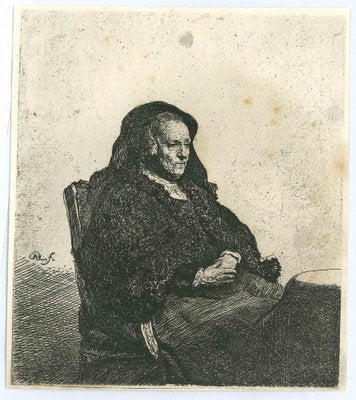 Charles Amand Durand after Rembrandt, Rembrandt's Mother with Black Veil I, Engraving after Rembrandt-19th Century-ZCI-1781517