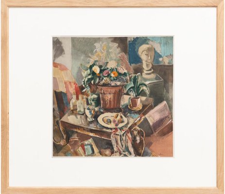 Charles Dufresne, Nature morte au pot de fleurs, 1971, Lithograph, Framed-WM-1282132