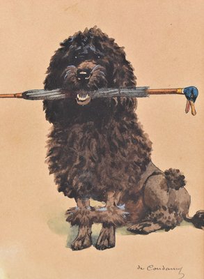 Charles Fernand De Condamy, Dogs Portrait, Watercolour on Paper, Late 19th Century-YVI-1805129