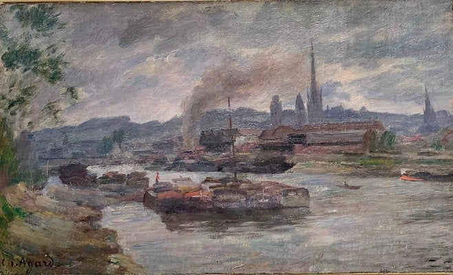 Charles Jean Agard View of Rouen France, Impressionist 19th Century, Oil, 1898-QUE-981143