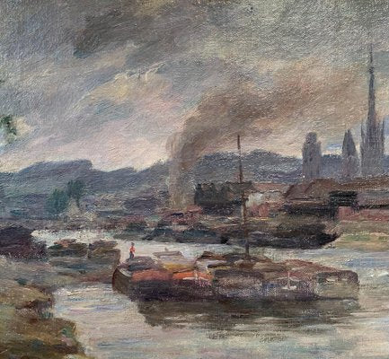 Charles Jean Agard View of Rouen France, Impressionist 19th Century, Oil, 1898-QUE-981143