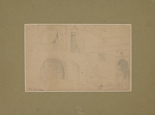 Charles Landelle, Moorish Interior, Pencil on Paper, Late 19th Century-ZCI-871629