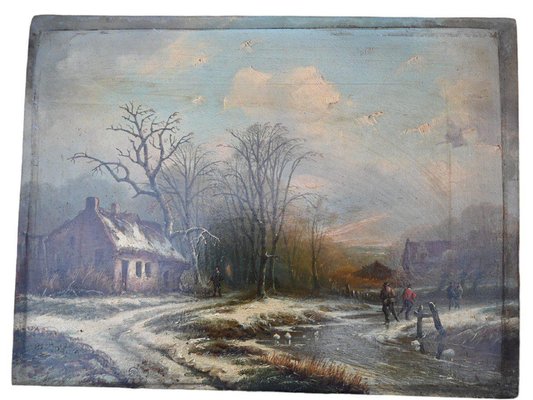 Charles Mammes, Winter Landscape, Early 19th Century, Oil on Panel-RIK-1807491