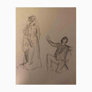 Charles Paul Renouard, The Proposal, Pencil Drawing, Early 20th Century-ZCI-1410136