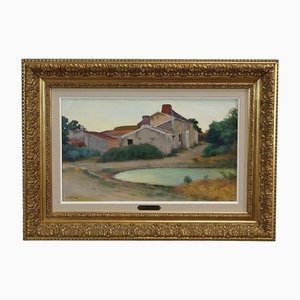 Charles Perron, Country Scene, 20th-Century, Oil on Canvas, Framed-RVK-1311049