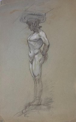 Charles Walch, Study for Caryatid, Pencil, Early 20th Century-ZCI-871592