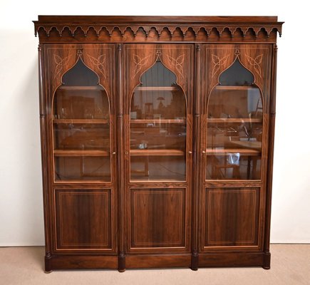 Charles X 3-Door Bookcase Cabinet, 19th Century-RVK-1394882