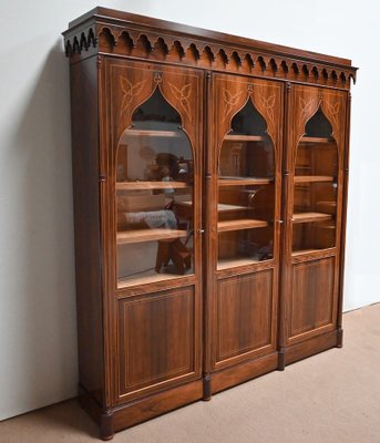 Charles X 3-Door Bookcase Cabinet, 19th Century-RVK-1394882