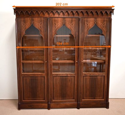 Charles X 3-Door Bookcase Cabinet, 19th Century-RVK-1394882