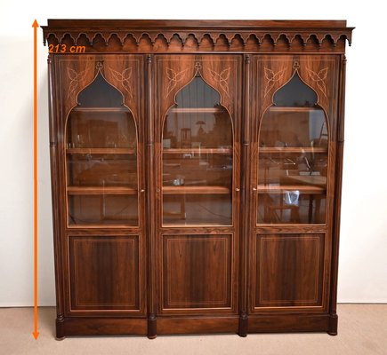 Charles X 3-Door Bookcase Cabinet, 19th Century-RVK-1394882