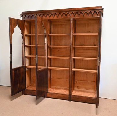 Charles X 3-Door Bookcase Cabinet, 19th Century-RVK-1394882