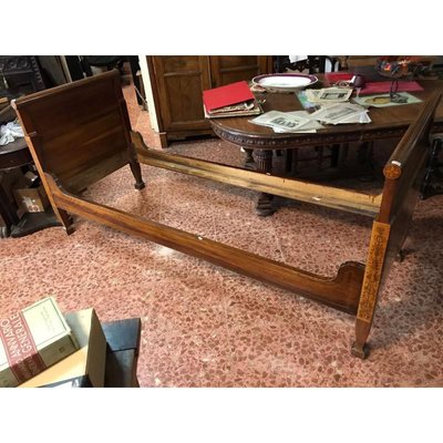 Charles X Style Single Bed in Inlaid Walnut-RAQ-687472