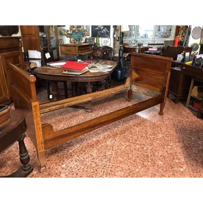 Charles X Style Single Bed in Inlaid Walnut-RAQ-687472