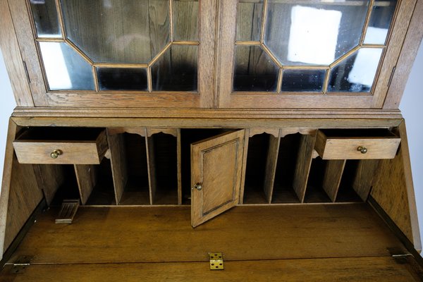 Chatol with Upper Cabinet in Oak with Wood Carvings, England, 1890s-UY-1723424