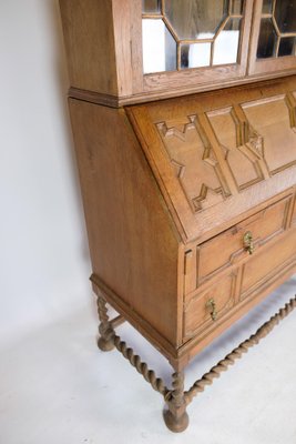 Chatol with Upper Cabinet in Oak with Wood Carvings, England, 1890s-UY-1723424