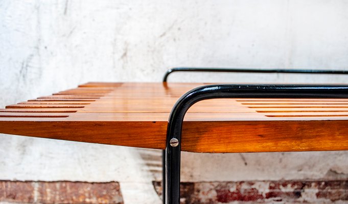 Cherry and Metal Coffee Table in the Style of Ettore Sottsass, Italy, 1950s-VCV-669419