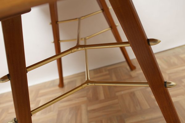 Cherry Wood and Brass Coffee Table, 1950s-PF-608609