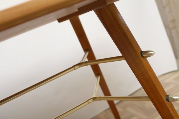 Cherry Wood and Brass Coffee Table, 1950s-PF-608609