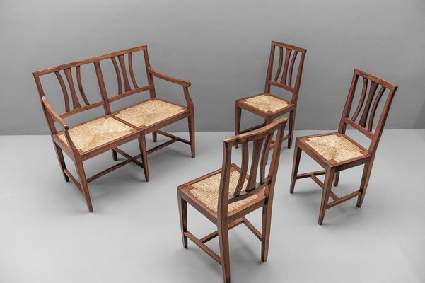 Cherry Wood Dining Room Set, Spain, 1960s, Set of 4-KQB-1791890