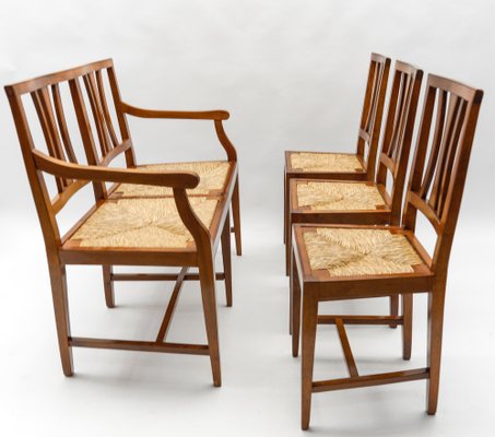 Cherry Wood Dining Room Set, Spain, 1960s, Set of 4-KQB-1791890