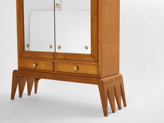 Cherry Wood Mirrored Bar Cabinet by Osvaldo Borsani for ABV, 1940-YJA-1397594