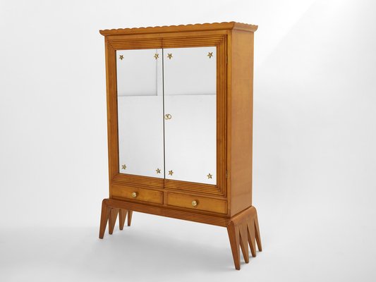 Cherry Wood Mirrored Bar Cabinet by Osvaldo Borsani for ABV, 1940-YJA-1397594