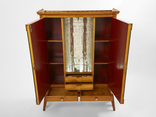 Cherry Wood Mirrored Bar Cabinet by Osvaldo Borsani for ABV, 1940-YJA-1397594