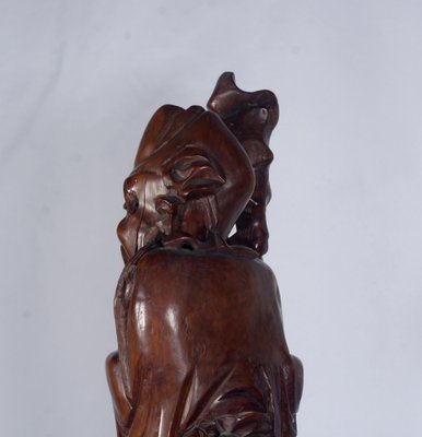 Cherry Wood Sculpture of Shou Lao Shou Xing God of Longevity-VHF-1772351