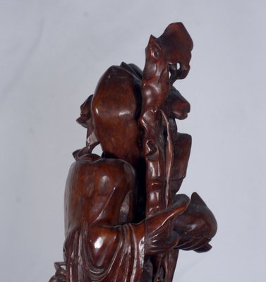 Cherry Wood Sculpture of Shou Lao Shou Xing God of Longevity-VHF-1772351