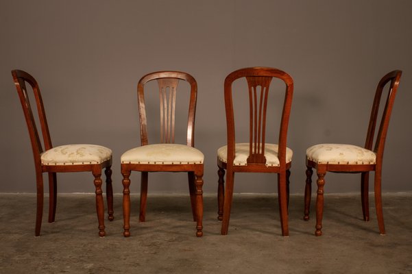 Cherry Wood Table and Padded Chairs, 1980s, Set of 5-KNM-1306149