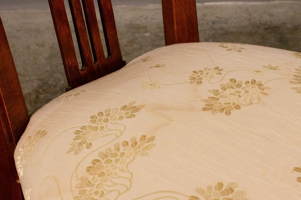 Cherry Wood Table and Padded Chairs, 1980s, Set of 5-KNM-1306149