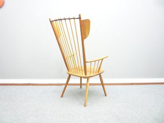 Cherry Wood Wingback Chair by Albert Haberer for Fleiner, 1940s-UG-1343647