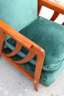 Cherrywood & Forest Green Velvet Lounge Chairs by Paolo Buffa, 1950s, Set of 2-EH-866289