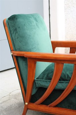 Cherrywood & Forest Green Velvet Lounge Chairs by Paolo Buffa, 1950s, Set of 2-EH-866289