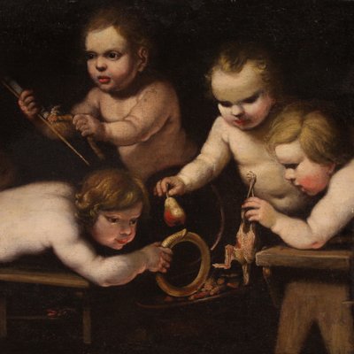 Cherub Games, 1670, Oil on Canvas, Framed-RP-1822021