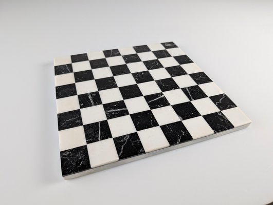 Chess Board in Black and White Marble by Pietra Dura, 1970s-JJT-2016389