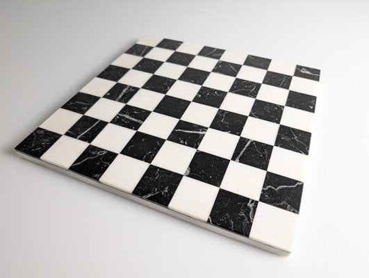 Chess Board in Black and White Marble by Pietra Dura, 1970s-JJT-2016389