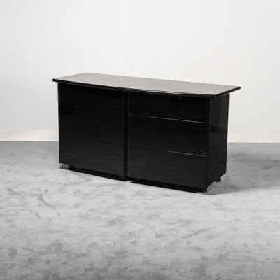 Chest of Drawers in Black Lacquered Wood, 1970s-ZLY-1047918