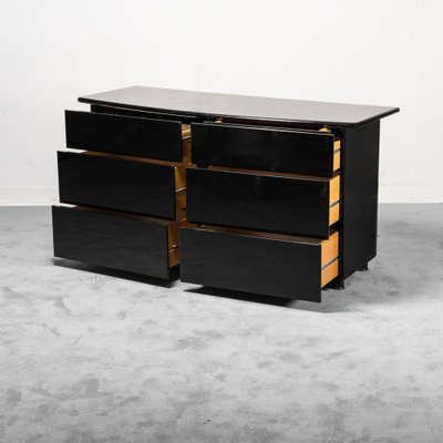 Chest of Drawers in Black Lacquered Wood, 1970s-ZLY-1047918