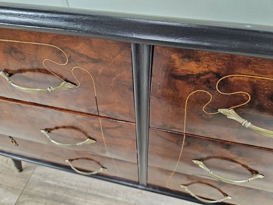 Chest of Drawers in Mahogany and Lacquered Mahogany with Brass Handles, 1960s-ZUW-2035923