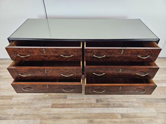 Chest of Drawers in Mahogany and Lacquered Mahogany with Brass Handles, 1960s-ZUW-2035923