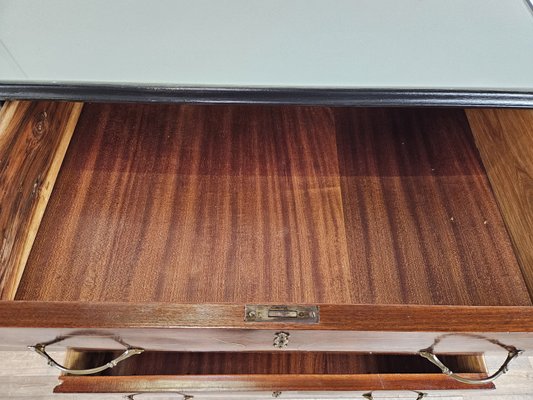 Chest of Drawers in Mahogany and Lacquered Mahogany with Brass Handles, 1960s-ZUW-2035923