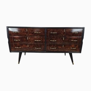 Chest of Drawers in Mahogany and Lacquered Mahogany with Brass Handles, 1960s-ZUW-2035923