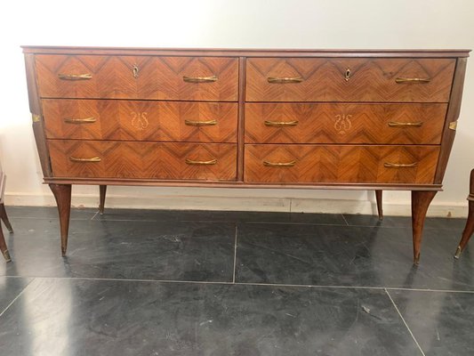 Chest of Drawers in Rosewood & Brass Details, 1950s-IJR-1699879